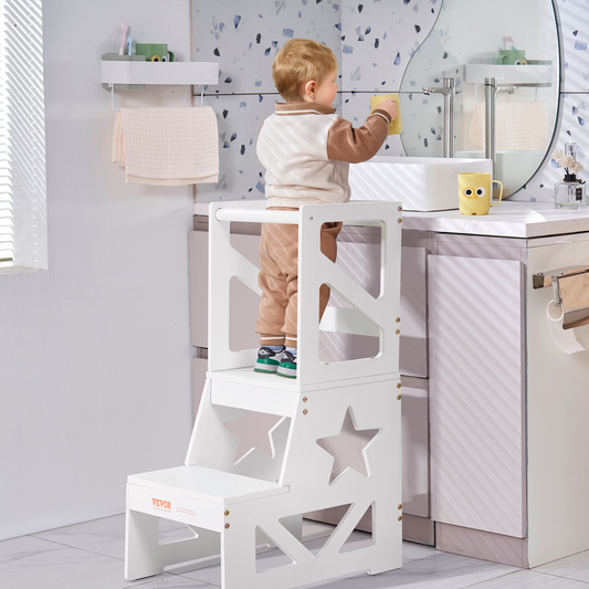 JCK vevor PN White Natural Pine Wood Kids Learning Tower