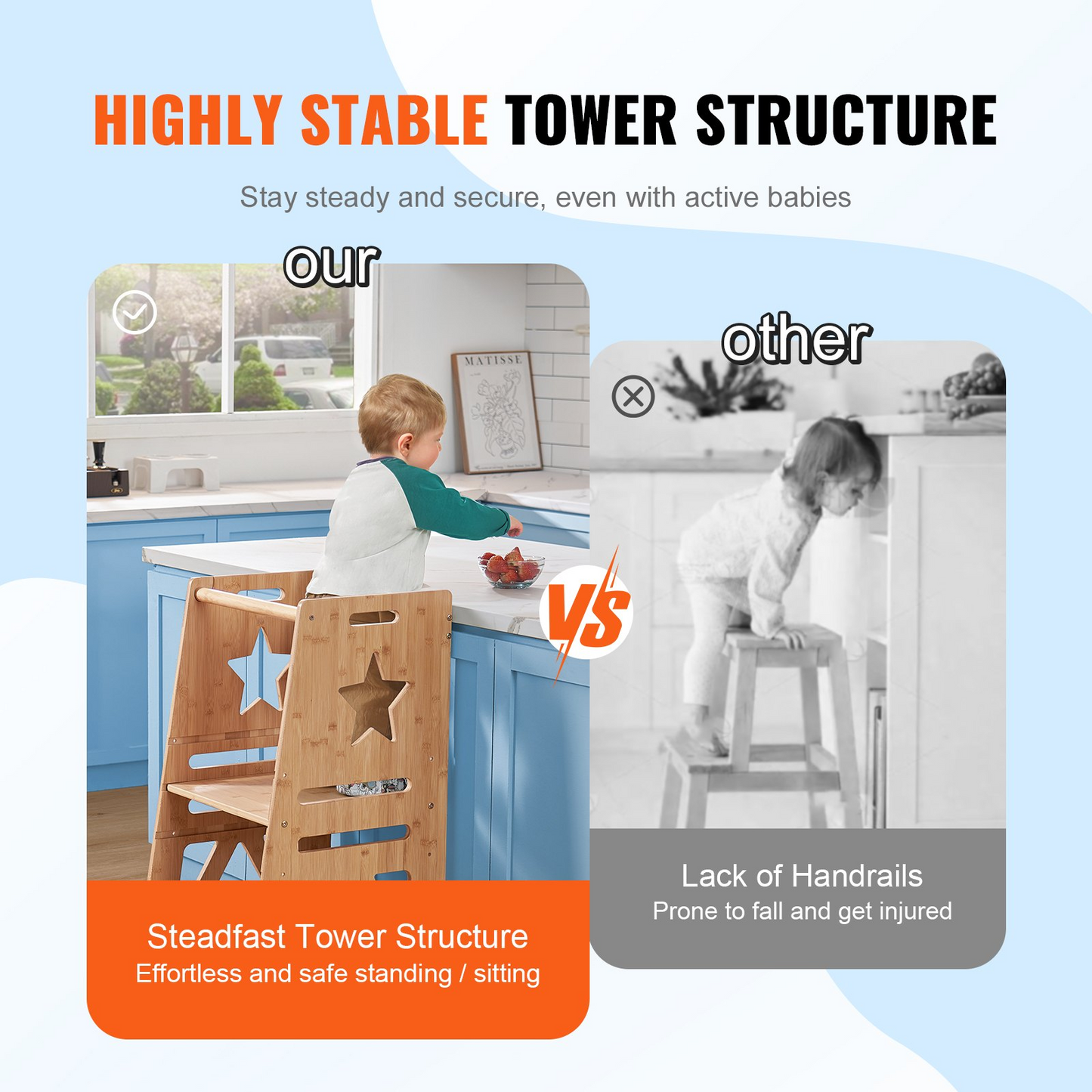 JCK vevor VR 3-Level Height Adjustable Toddler Learning Tower