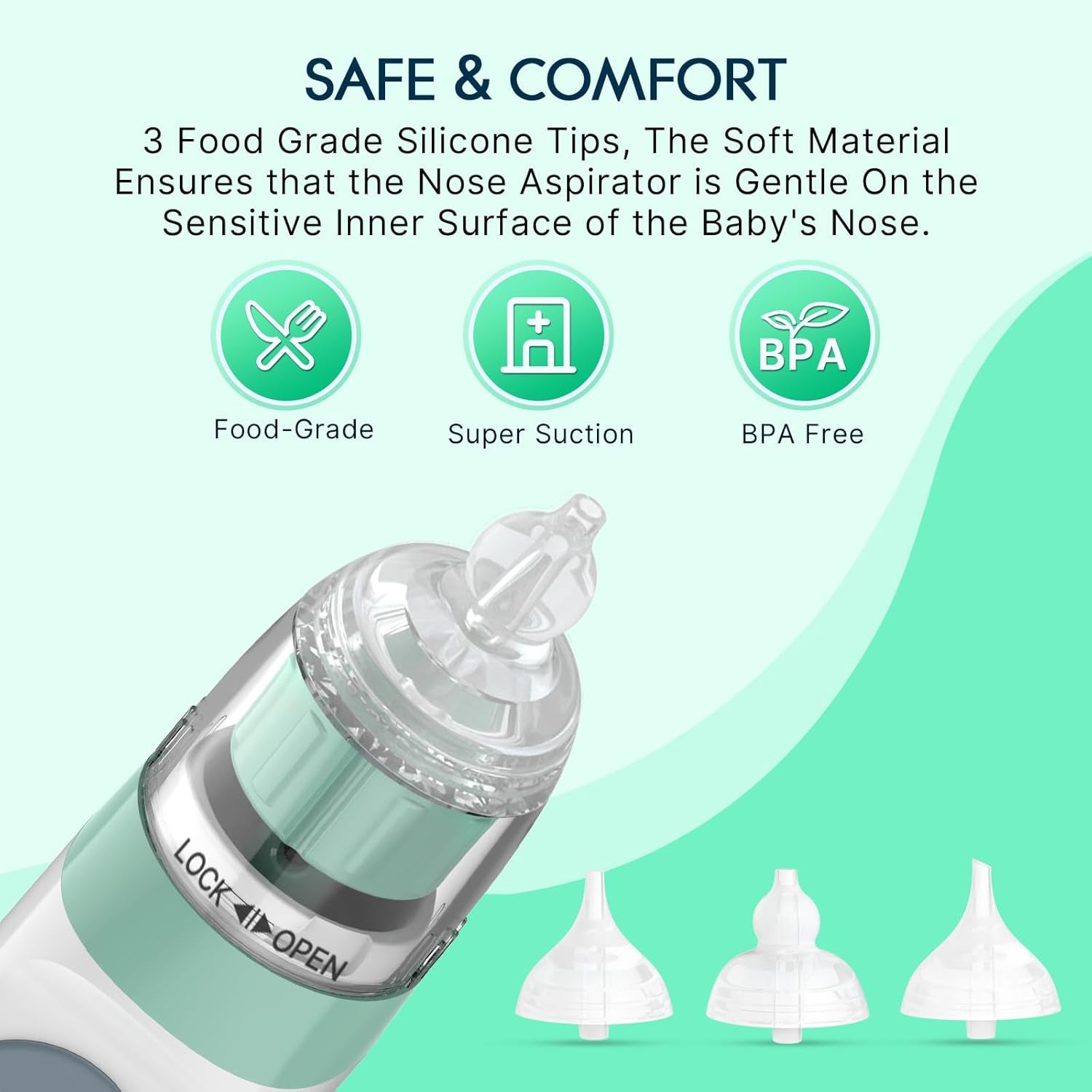 JCK HIH Electric Nasal Aspirator and Waterproof Nose Sucker for Kids