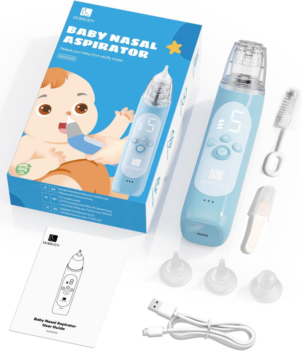 JCK HOR Electric Baby Nose Suction and Nasal Aspirator - 5 Adjustable Levels Suction