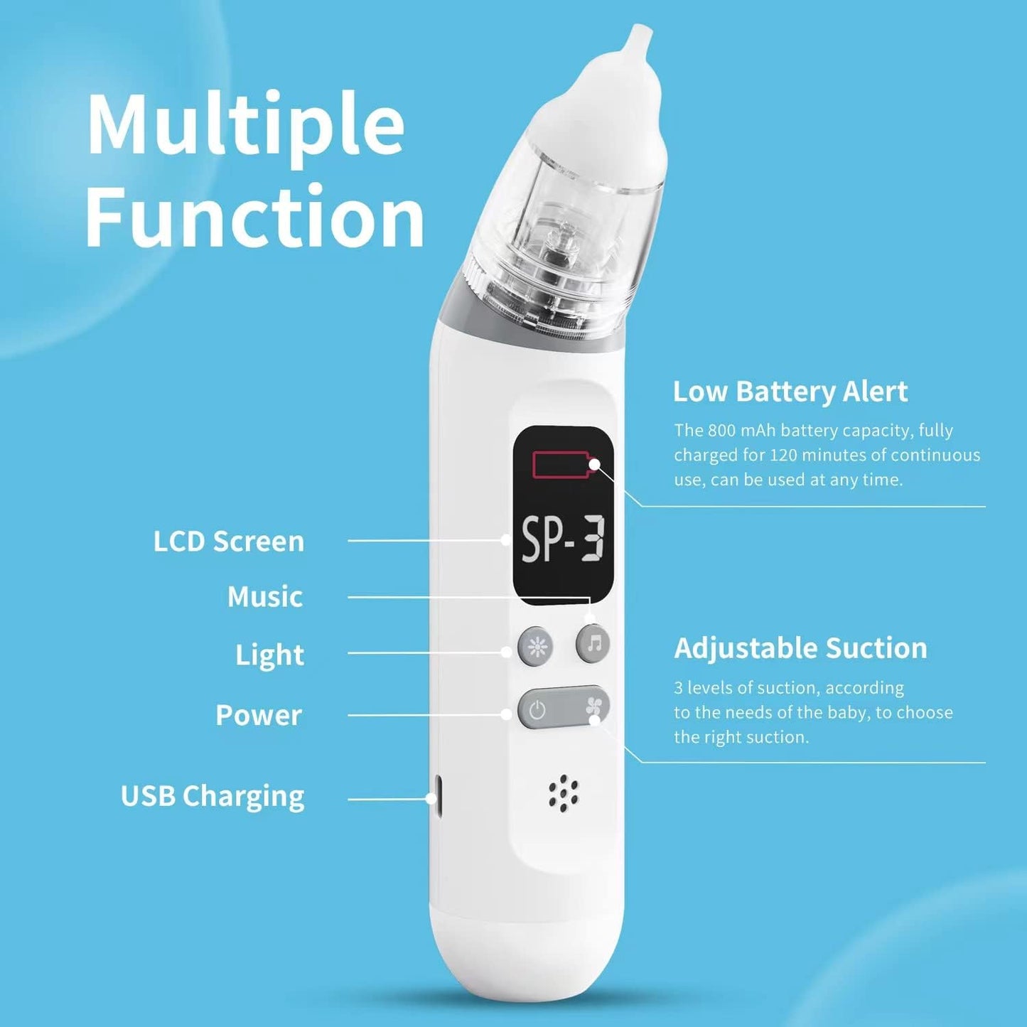 JCK BV Electric Baby Nose Sucker with Adjustable 3 Levels Suction