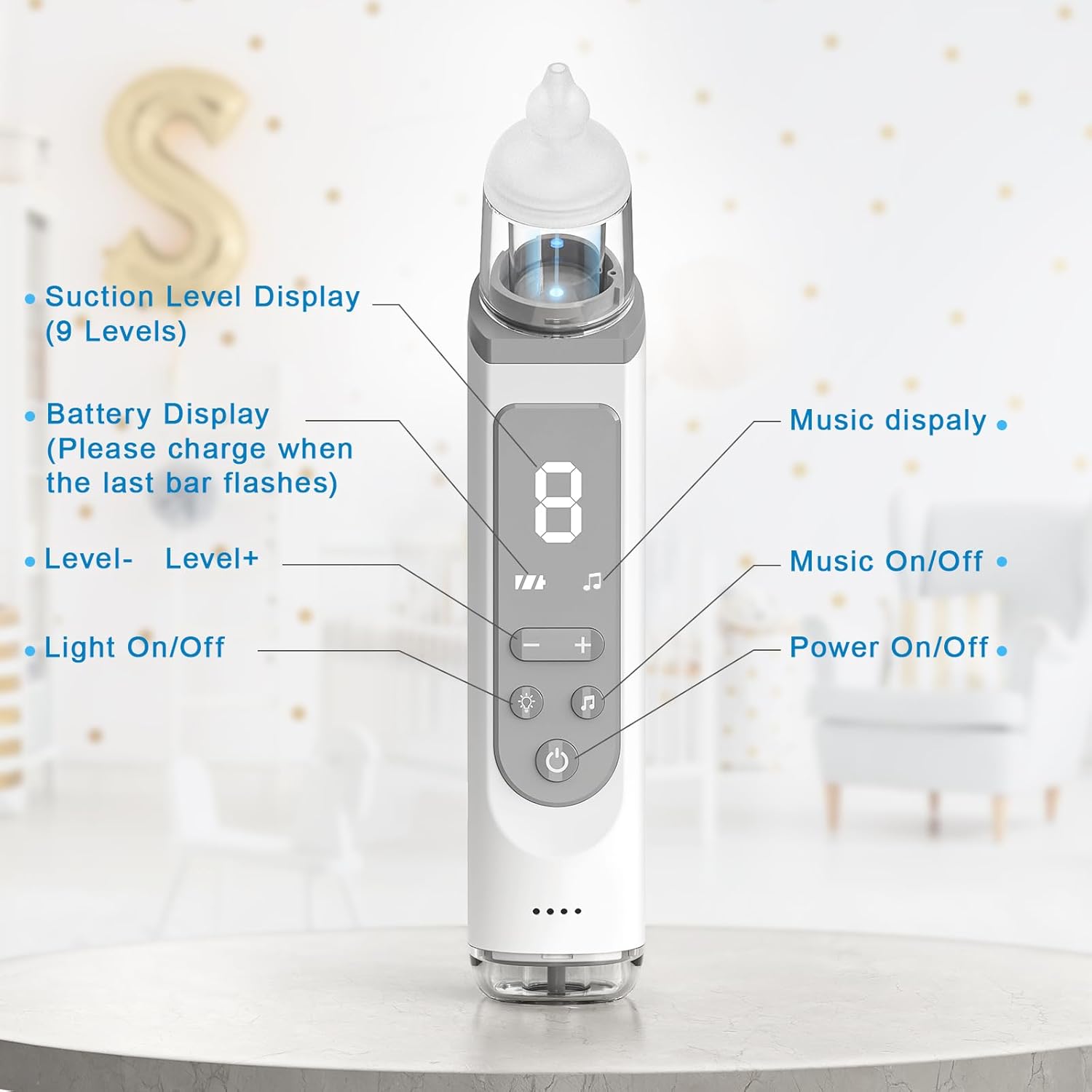 JCK IMP Kids Nasal Aspirator Nose Sucker - 9 Adjustable Suction Levels