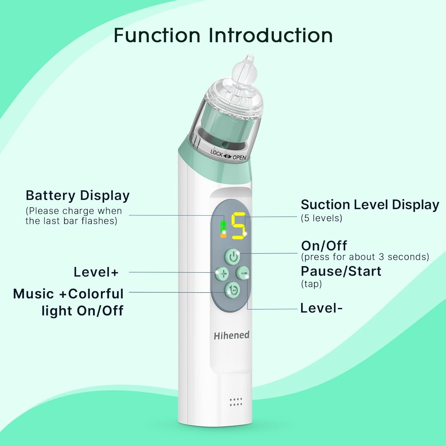 JCK HIH Electric Nasal Aspirator and Waterproof Nose Sucker for Kids