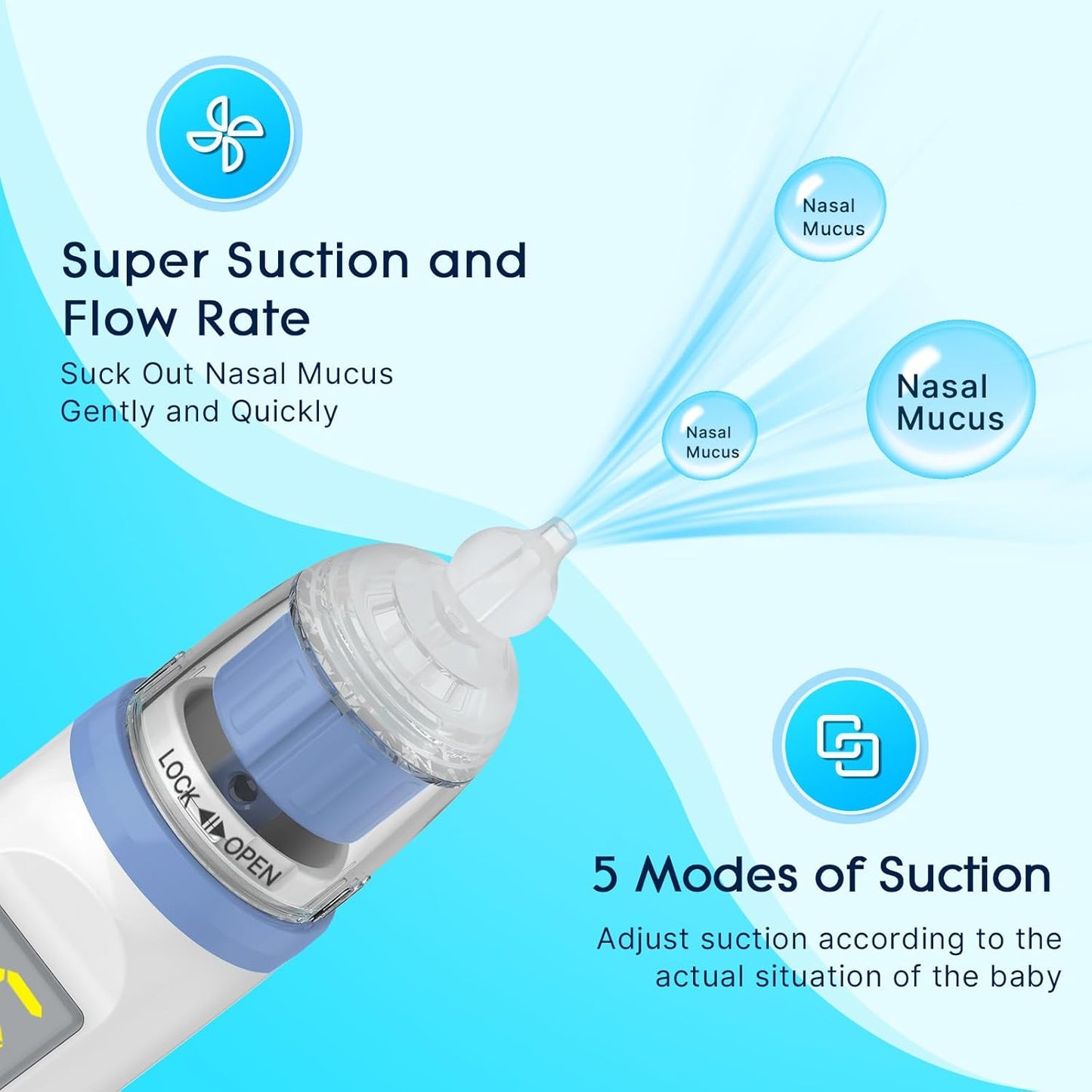 JCK HIH Rechargeable Baby Nose Sucker and Electric Nasal Aspirator for Toddlers - 5 Suction levels