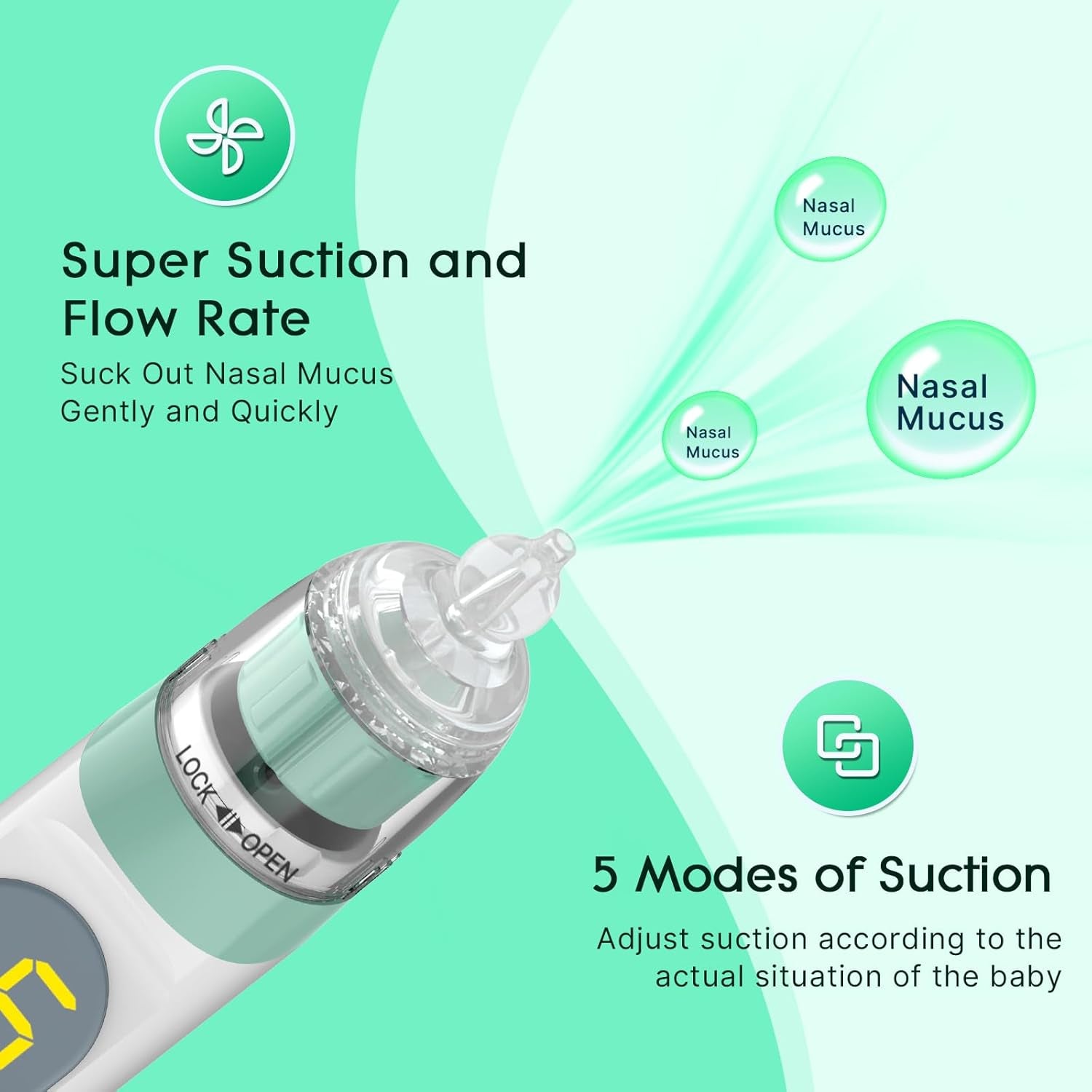 JCK HIH Electric Nasal Aspirator and Waterproof Nose Sucker for Kids