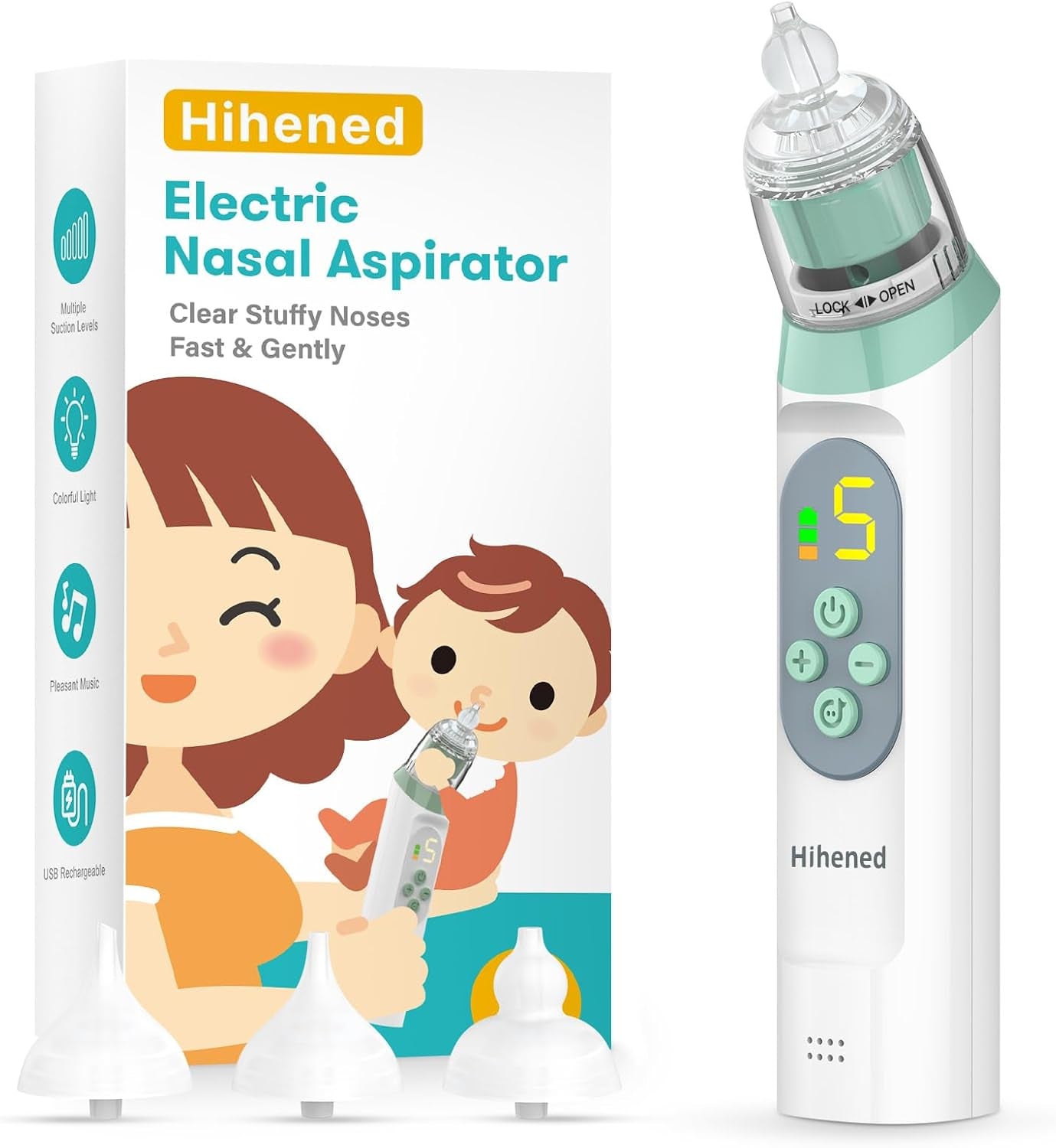 JCK HIH Electric Nasal Aspirator and Waterproof Nose Sucker for Kids